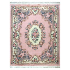 Chinese Abusson Wool 8x10 Pink, Blue & Ivory Handmade Area Rug