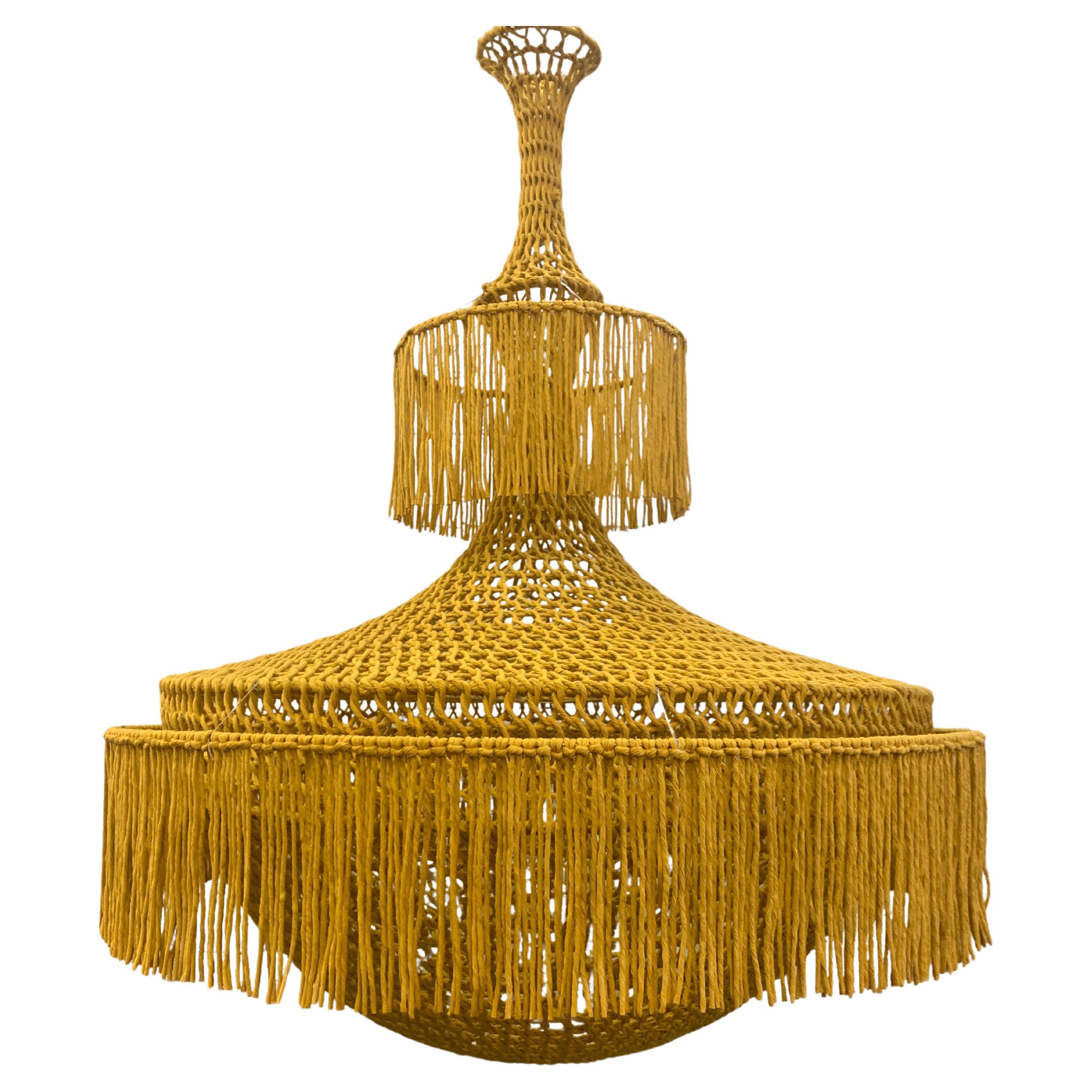 Sculptural Giant Hand-Crochet Textile Chandelier Lola Raw Collection by Amulette