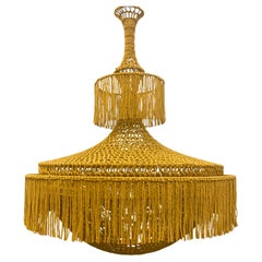 Sculptural Giant Hand-Crochet Textile Chandelier Lola Raw Collection by Amulette