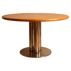 Wood & metal circular table - Italy 1970s