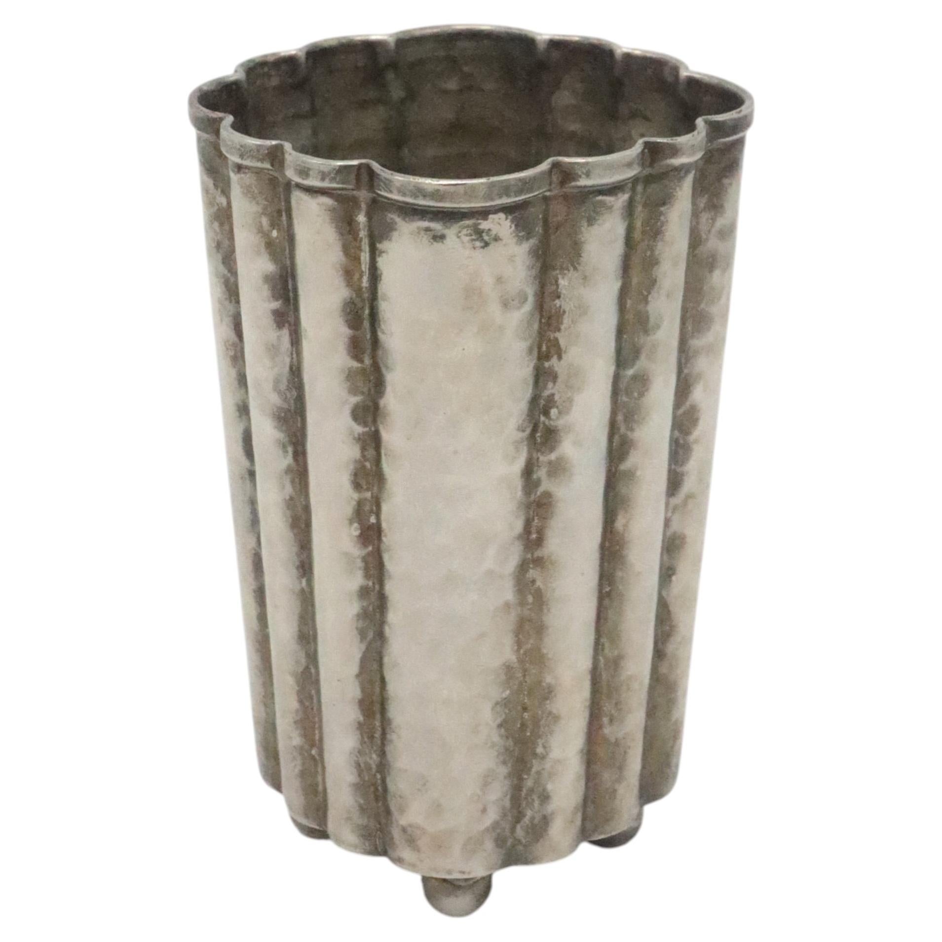 Viennese Secession Period Silver Plated Vase, Manner of Josef Hoffmann, 1930's For Sale