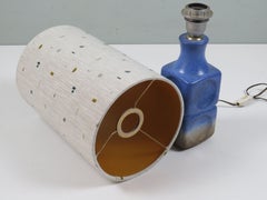Lampe de table en céramique italienne avec abat-jour en lin « De Ploeg » sur mesure, vers 1970