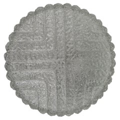 RZB German Pressed Glass Flush Mount Ceiling Light, 1970s