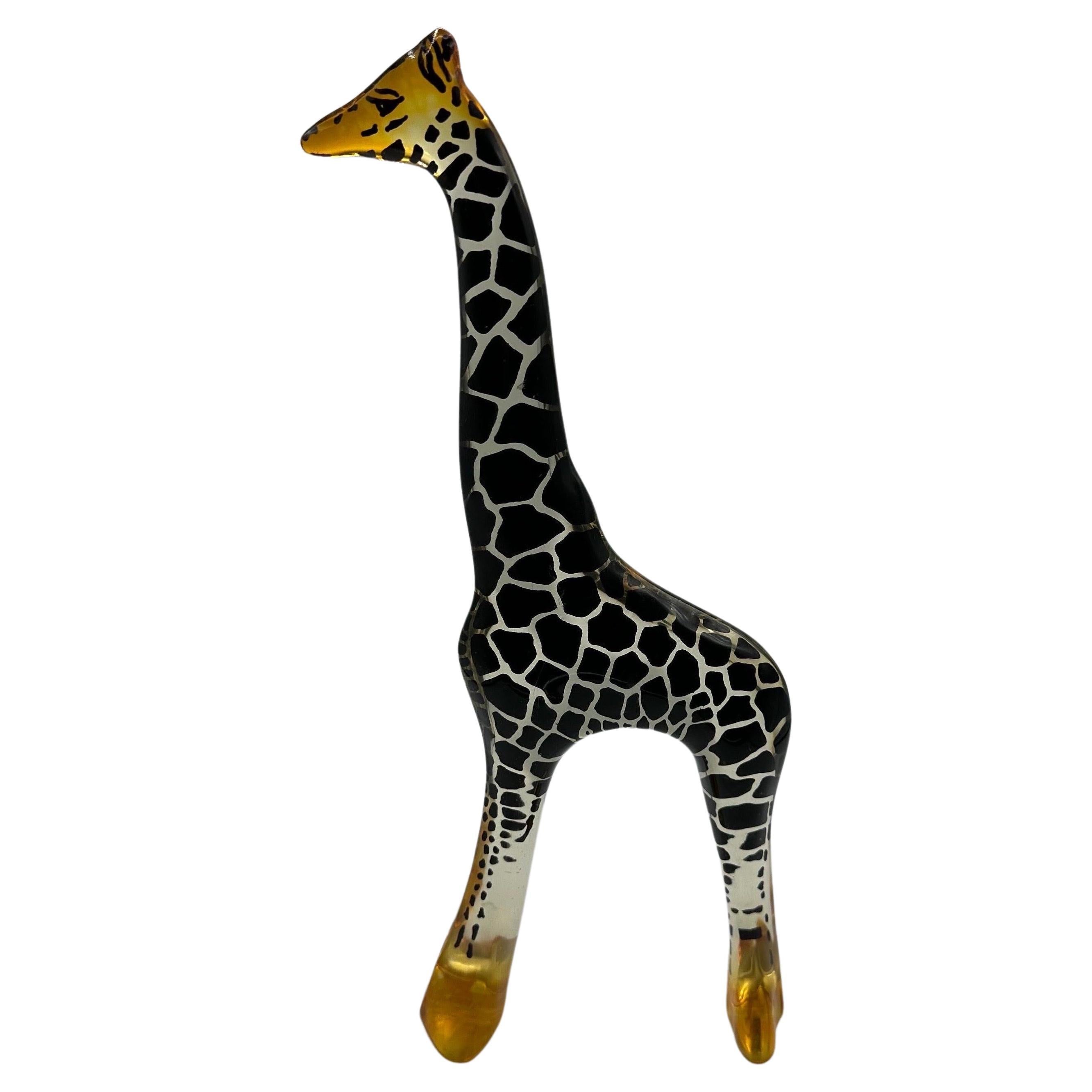 Grande figurine sculptée en acrylique de girafe Lucite Abraham Palatnik