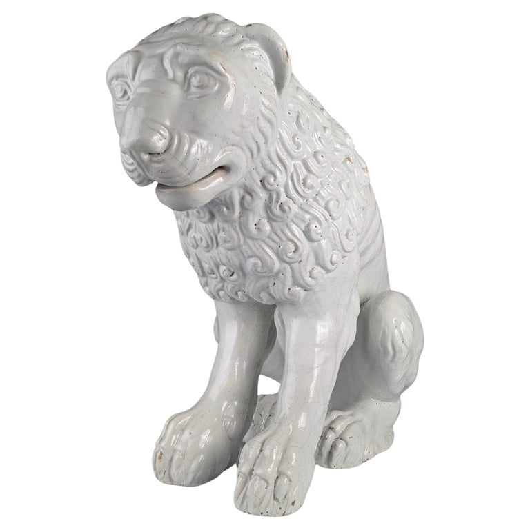 Glazed Terracotta Garden Seat in Lion Form Glazed Terracotta Garden Seat in Lion Form