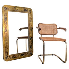 Mid-Century Patinated and Gilt Brass Mirror, 1960s