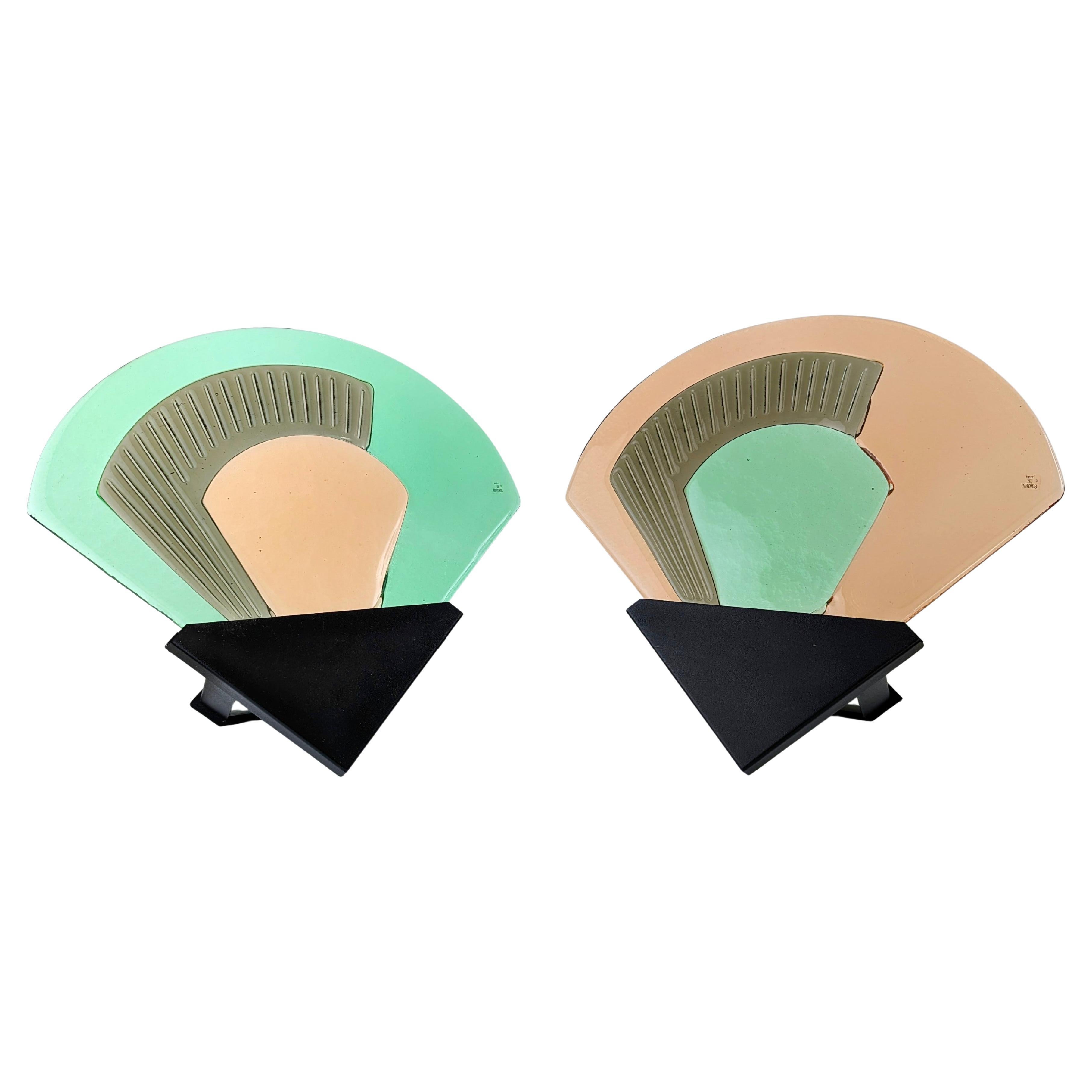 Paire d
appliques murales en verre Murano de Vetri, Italie, années 1980