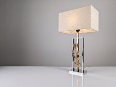 Tischlampe „Rose“ von Maison Charles aus Chrom und vergoldeter Bronze, Frankreich, 1970er Jahre