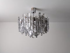 1970s Mid-Century Modern Ice Glass Pendant Lamp by J.T. Kalmar