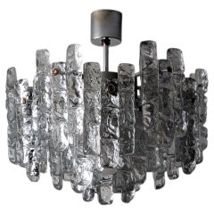 1970s Mid-Century Modern Ice Glass Pendant Lamp by J.T. Kalmar