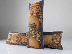 Pair of 19th-Century Tapestry Pillows with Classical Column and Floral Motifs