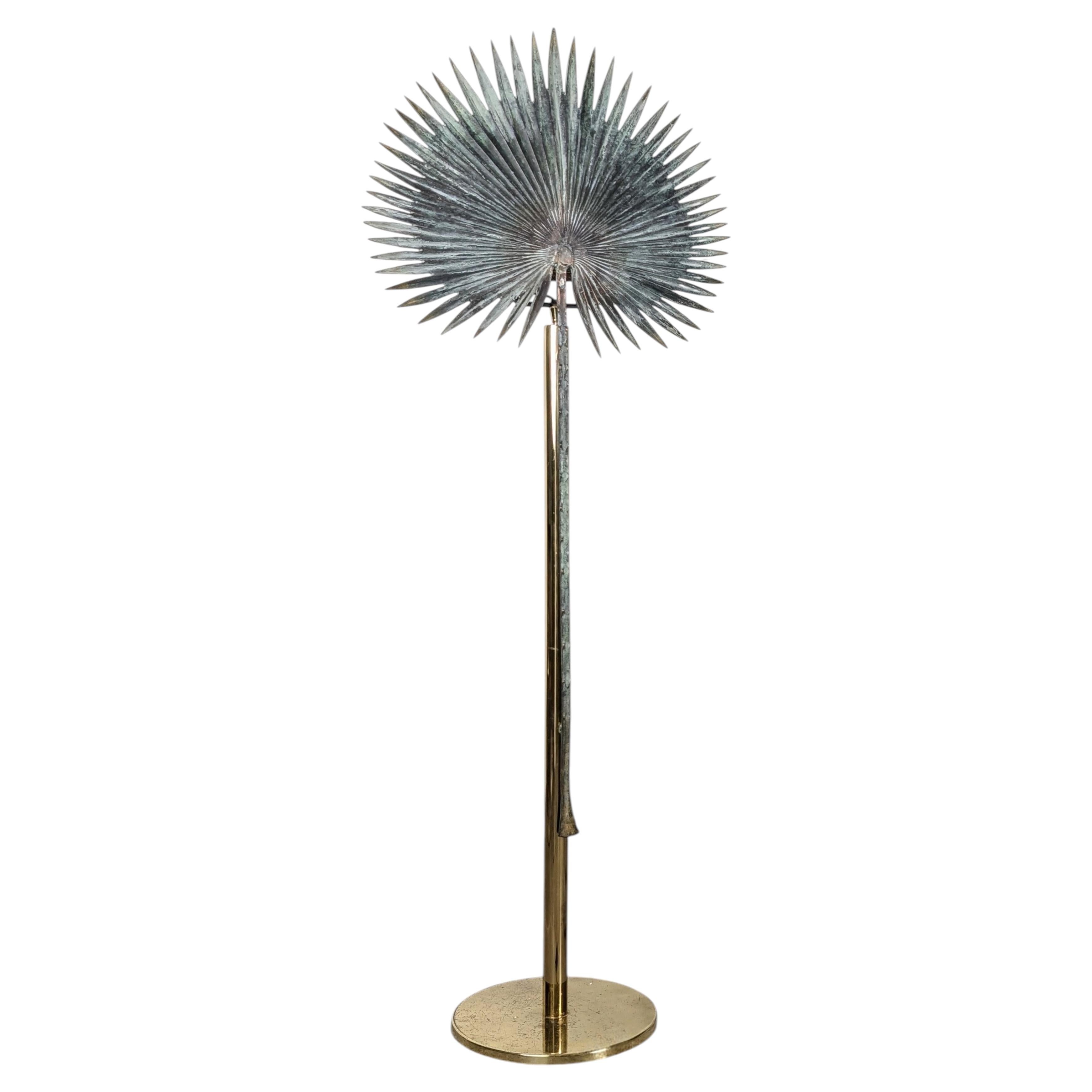 Pre-owned Valenti Fan Palm Bronze And Brass Floor Lamp, 1970s In Gold