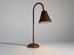 Jacques Adnet Stitched Leather Table Lamp, France, 1950s