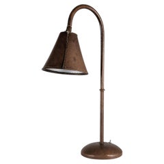 Jacques Adnet Stitched Leather Table Lamp, France, 1950s