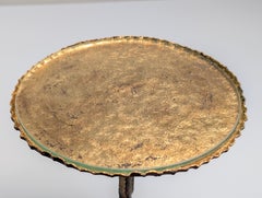 Spanish Mid-Century Gilt Wrought Iron and Glass Drinks Side Table, 1950s