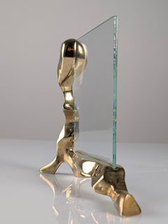 David Marshall Sculptural Brass and Glass Picture Frame, Spain, 1970s