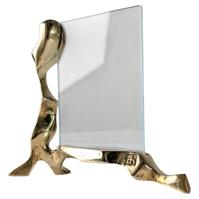 David Marshall Sculptural Brass and Glass Picture Frame, Spain, 1970s
