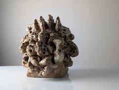 Large Signed Organic Glazed Stoneware Sculpture with Coral Forms, 2002