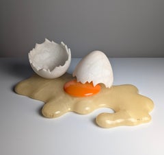 Marco Ricciardi Broken Egg Alabaster Table Lamp Sculpture, Italy, 1980s