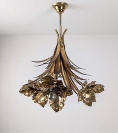 Maison Jansen Brass Chandelier, French Mid-Century Modern, 1970s