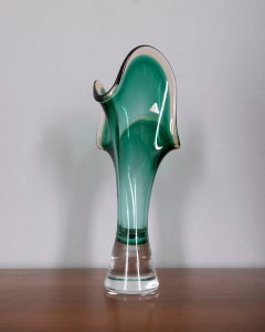 "Sommerso" Vase in Green Murano Glass by V.A.C. Cimarosti & Pinzan, 1960s