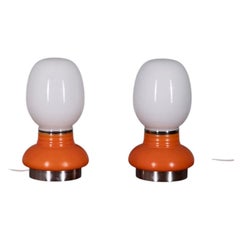 Vintage Italian Glass Table Lamps, 1970s, Set of 2