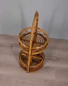 Vintage Bamboo Bar Basket, Italian Design, 1960s