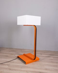 Vintage Space Age Italian Orange Metal and Acrylic Glass Floor Lamp, 1970s