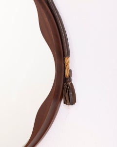 Vintage 1970s wall mirror made of molded wood, Italian design