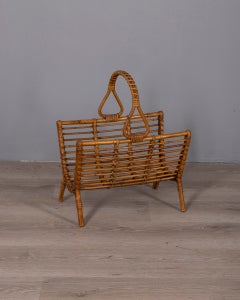 Vintage 1960s Italian-designed bamboo magazine rack