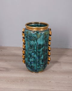 Large 1950s vintage decorated ceramic vase, Italian design