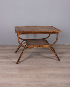 Vintage 1960s Italian design bamboo and wood side table