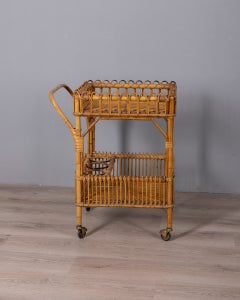 Vintage 1960s Italian-designed bamboo bar cart
