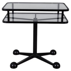Vintage Trolley Table in Black Metal and Glass by Allegri, 1970s