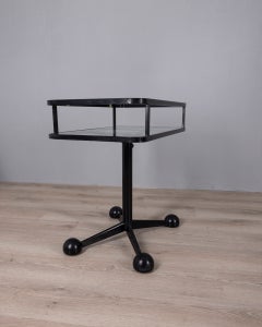 Vintage Trolley Table in Black Metal and Glass by Allegri, 1970s