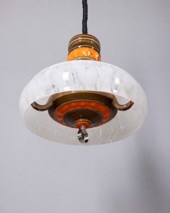 Vintage 1960s Italian-designed ceramic and glass chandelier