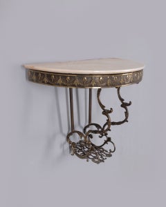 1950s Vintage Italian Brass and Marble Console Table