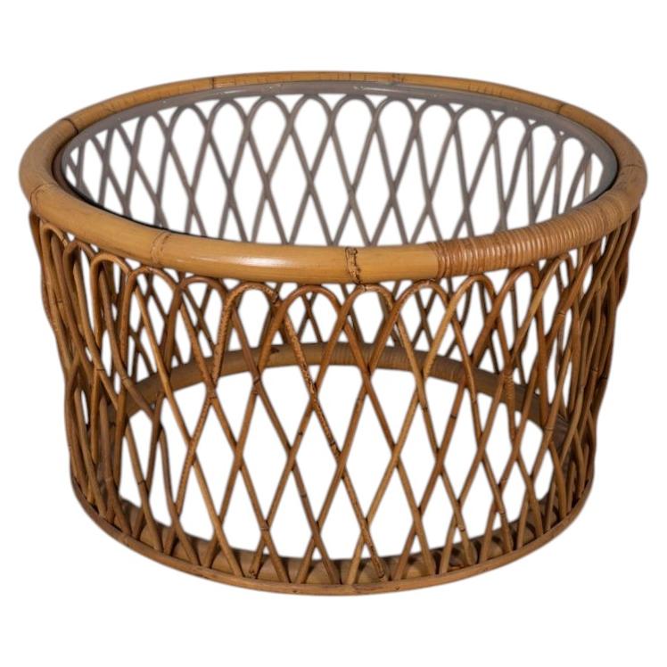 Vintage 1970s Italian-designed bamboo coffee table For Sale