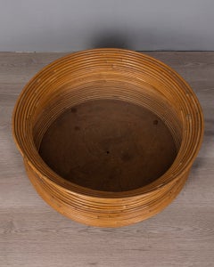 Vintage 1960s Bamboo Plant Stand with Wheels, Italian Design