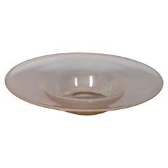 Decorative 1980s Murano glass plate with gold leaf, designed by V. Nason & C.