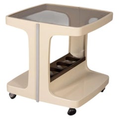 Vintage 1970s bar cart made of plastic and glass by Marc Held for Prisunic