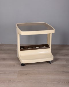 Vintage 1970s bar cart made of plastic and glass by Marc Held for Prisunic