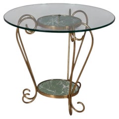 Vintage 1950s coffee table in gold-plated brass and glass, Italian design