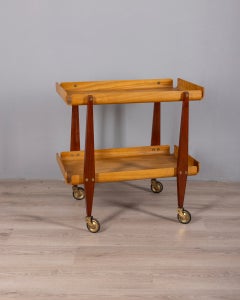 Carrito de servicio de comida vintage de los años 50, de madera, diseñado por Carlo Ratti