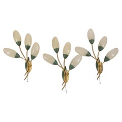 Lot de 3 appliques murales vintage des années 1950, style floral, design italien