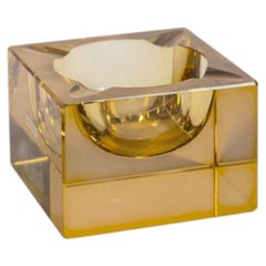 Vintage 1960s Yellow Crystal Ashtray, German Design