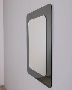 Miroir mural vintage des années 1970 en verre fumé, design italien