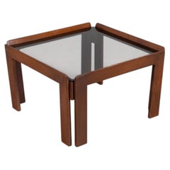 Vintage 1970s Coffee Table in Wood and Glass, Italian Design