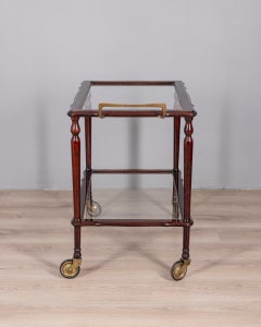 Vintage 1960s Wood and Glass Food Cart, Italian Design