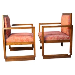 Pair of Art Deco Italian Armchairs circa 1930 Italy, art deco armchairs